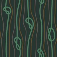 DARK GREEN SEAMLESS VECTOR BACKGROUND WITH MULTICOLORED VERTICAL ROPES AND KNOTS