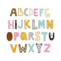 Hand drawn colorful alphabet. Vector Illustration