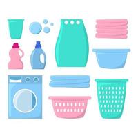 Vector laundry room items isolated flat illustration set