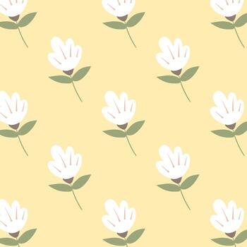 patrón de primavera patrón de flores blancas sobre un fondo beige. vector