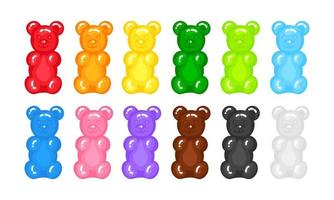 Gummy bear jelly sweet candy set with amazing flavor flat style design vector illustration.