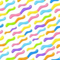 Jelly worm sweet candy seamless pattern with amazing flavor flat style design vector illustration.