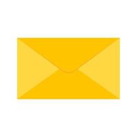 Closed golden yellow envelope icon sign flat design vector illustration isolated on white background
