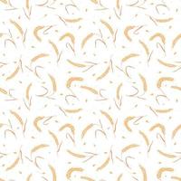 Seamless pattern with whole grain seeds organic, natural ears isolated on white background. vector