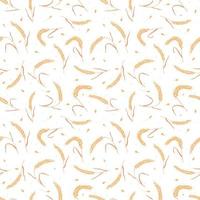 Seamless pattern with whole grain seeds organic, natural ears isolated on white background. vector