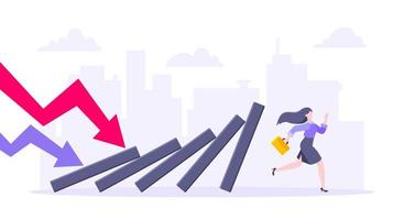 Domino effect or business resilience metaphor vector illustration concept.