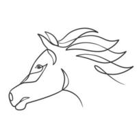 Continuous line drawing of horse head vector