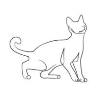 Continuous line drawing of cute cat vector