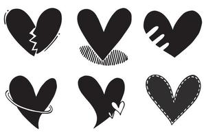 Doodle Hearts, hand drawn love hearts. Vector illustration.