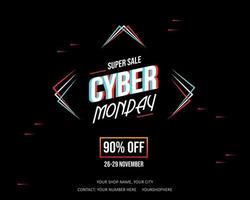 Diseño creativo de Cyber Monday y oferta para la venta. vector