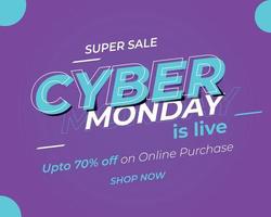 Cyber Monday Creative Design and offer for sale. vector