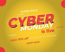 Cyber Monday Creative Design and offer for sale. vector