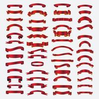 Red ribbon banner collection set. Red Shiny Scroll Frame Template isolated of white background. vector