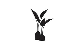 diseño de logotipo de ilustración de vector de planta en blanco y negro