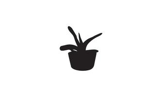 diseño de logotipo de ilustración de vector de planta en blanco y negro