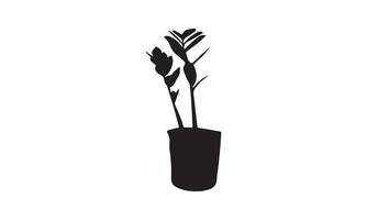 logo design of plant vector illustration black and white