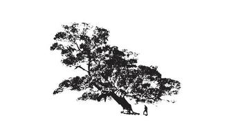 diseño de logotipo de ilustración de vector de árbol en blanco y negro