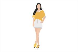 ilustración vectorial de mujeres casuales posando en la acera vector