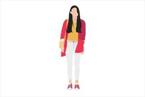 ilustración vectorial de mujeres casuales posando en la acera vector