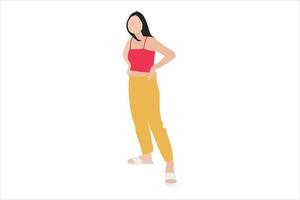 ilustración vectorial de mujeres casuales posando en la acera vector