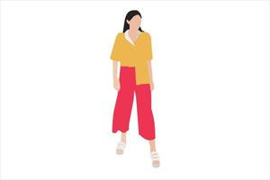 Vector illustration of casual women posing on the sidewalk