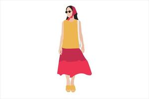 ilustración vectorial de mujeres elegantes posando en la acera vector