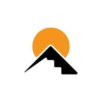 mountain with sun logo design vector
