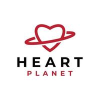 love or heart planet logo design vector