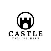 castle in circle logo design vector