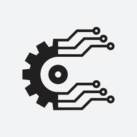 Gear smart Eps icon. Digital tech - vector business logo