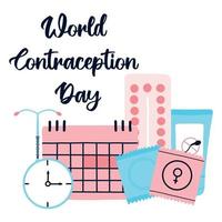 Día mundial de la anticoncepción 26 de septiembre. el concepto de conocimiento de los métodos anticonceptivos en el campo de la salud sexual y reproductiva. comportamiento sexual seguro, control de la natalidad. tipos de anticonceptivos.