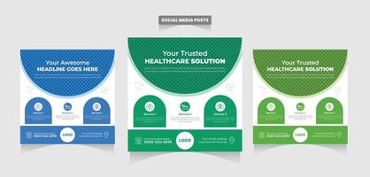 medical social media posts template, health care web banner ads vector