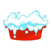 A basin with a soapy solution for washing clothes. Vector flat illustration.