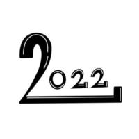 2022 hand draw number on white background. Vector illustration text design.