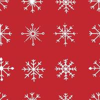 Seamless pattern with snowflakes on a red background. Vector winter illustration background.