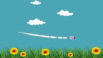 foguete voando no céu vídeo de animação