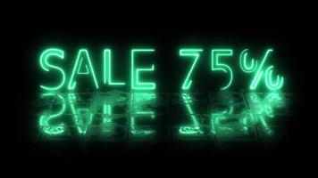 Discount sale neon sign light glowing with light reflection texture video