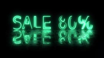 Discount sale neon sign light glowing with light reflection texture