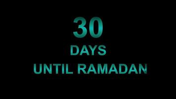 0 days until ramadan text video 4k