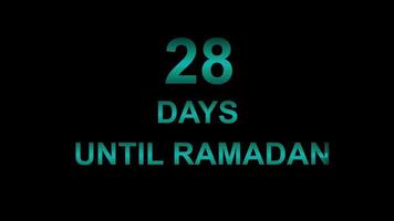 28 days until ramadan text animation video