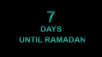 7 days until ramadan text animation video