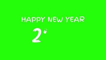 Animation happy new year 2022 write on text on green screen video