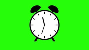 Animation alarm clock ringing on green background video