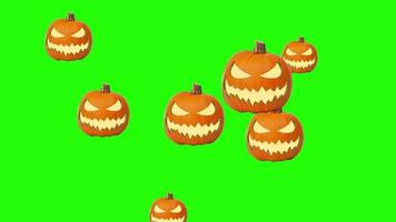 animatie halloween pompoen op groen scherm video