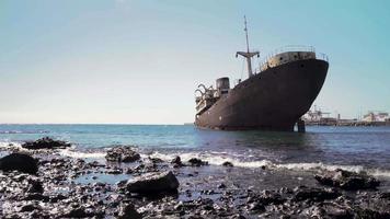 Abandoned ship on the beach video