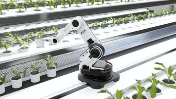 concepto de agricultores robóticos inteligentes, agricultores de robots, tecnología agrícola, automatización agrícola video
