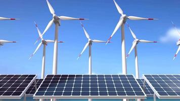painéis solares e turbinas eólicas, conceito de energia verde video