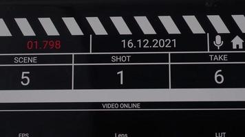 Movie clapper board interface. Digital number running and counting before shooting video