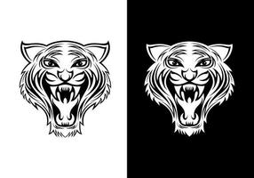 Hand Drawn Tiger Face Tattoo Design Vector