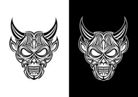 vector de diseño de tatuaje de cabeza de diablo dibujado a mano